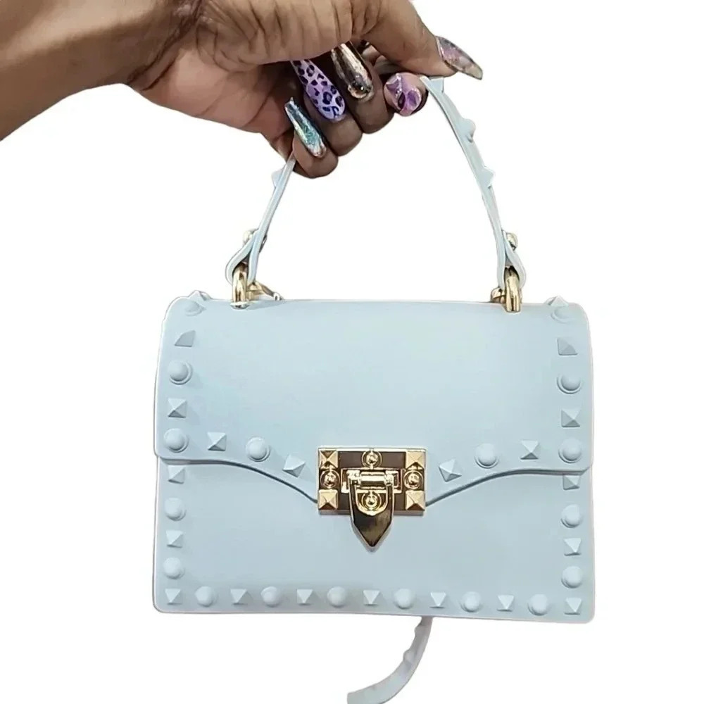 NWT! Studded Handle Jelly Satchel bag - Picture 2 of 7